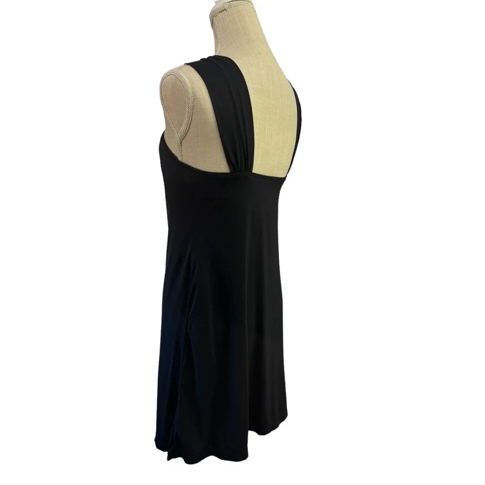 Y2K Michael Michael Kors Gold Logo Cruise Black Swing Dress Sz S‎ Small Halter